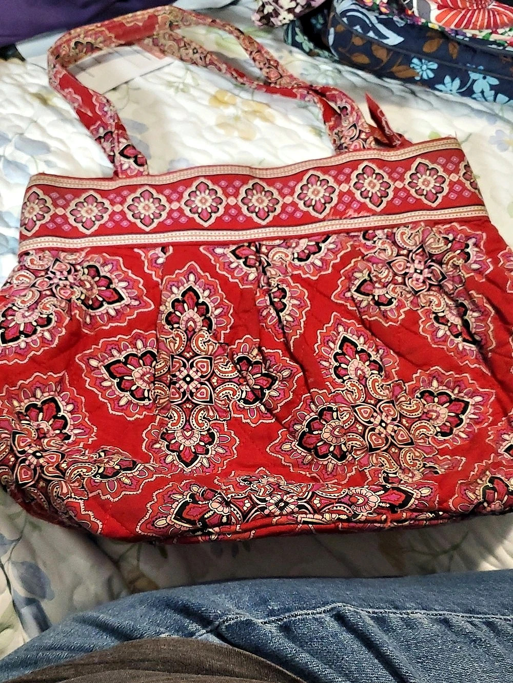 Vera Bradley Villager Tote Red & Black Paisley